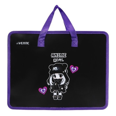 Folder with A4 handles, 335 x 260 x 100 mm, plastic, pens-textiles, Devente Anime Girl