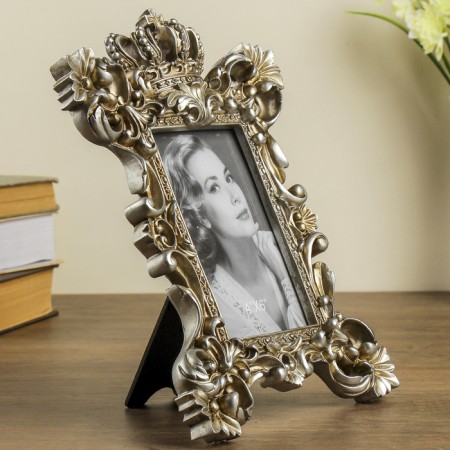 Photo frame Polystone 10x15 cm "Empire" Elevated silver 28.5x21 cm-1