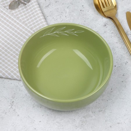 Deep plate ceramic olive, 15.5 x 6.5 cm, 800 ml, green color-2