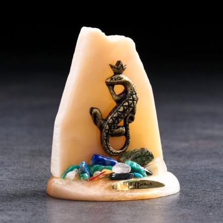 Souvenir "Mill with Lizard", Selenite, Minerals, 9x6x10 cm-1