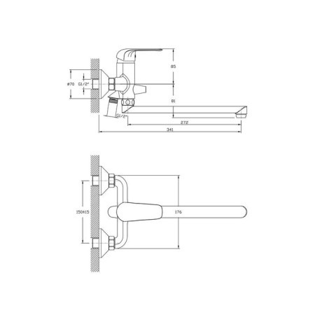 Bath mixer rush fiji fi1835-51, single-leaf, long spout, chrome-1