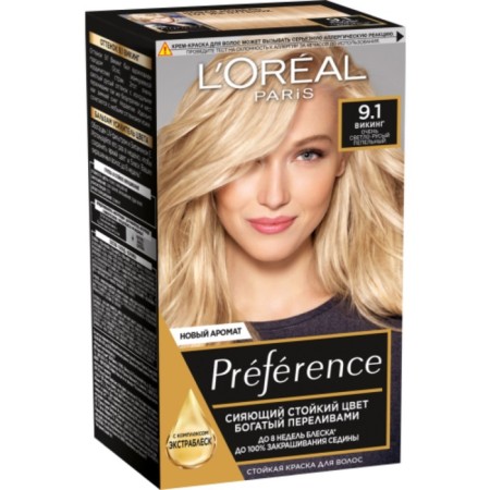 Hair dye l’Oreal Preference Recital "Viking", tone 9.1, very light-brown ashen