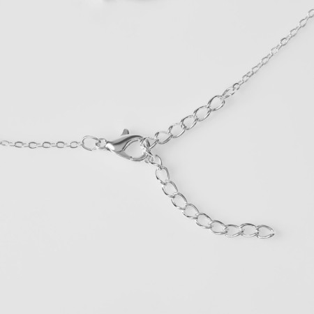Set 2 objects: earrings, pendant "heart", white color in silver, 43 cm-4