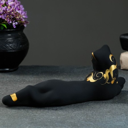 Figure "Cat Bagira Lying" Black Black 7x27x10cm-2