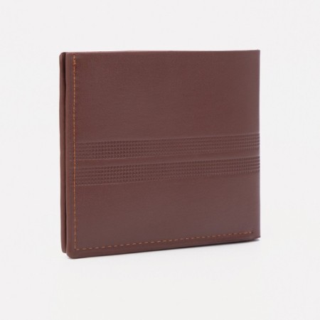 Male purse without a fastener, department for bills, for maps, color light brown-1