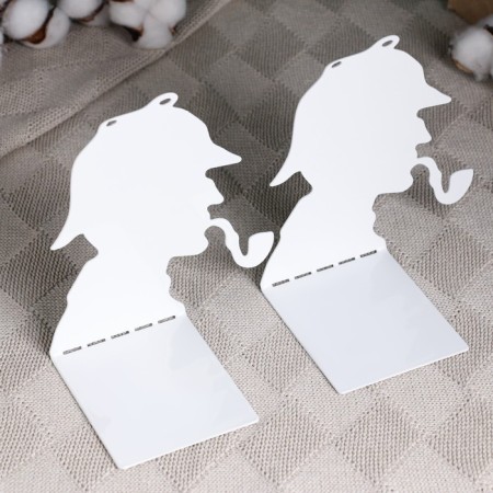 Holder-stand for books "Detective" set 2pcs, 15x10x10cm, white-2