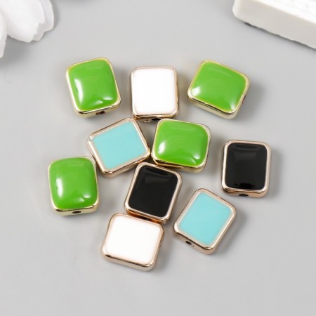 Beads for creativity plastic "Squares, bright gloss" mix set 10 pcs 0.9x1.1 cm