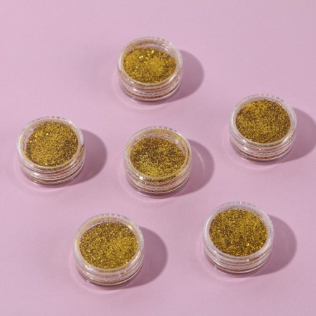A set of sparkles for decor, small grinding, golden color, 6 pieces