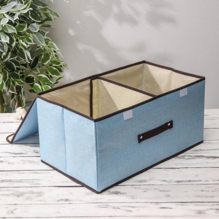Stelly box for storage with a double lid "Teri", 50 × 30 × 25 cm, blue color-2