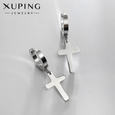 Серьги металл XUPING крестик классика, цвет серебро