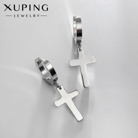 Earrings Metal Xuping cross classic, color silver