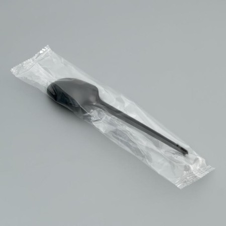 Spoon disposable dining room "black" in individual packaging, 16.5 cm-2
