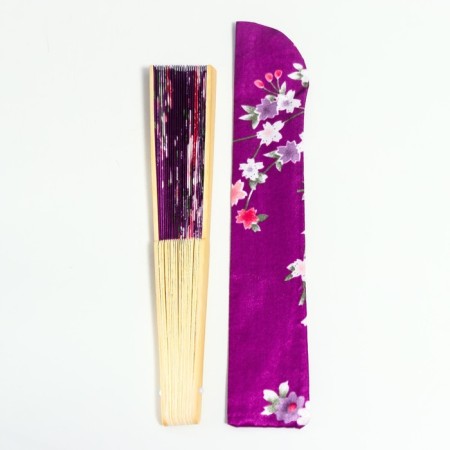 Fan bamboo, textiles h = 21 cm "flowers" with a cover, purple-7