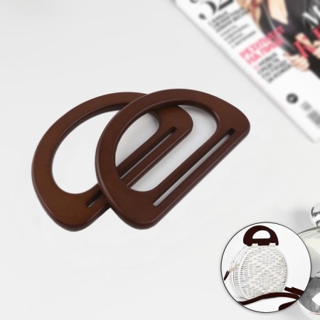 Handles for the bag wooden, 10 × 17 cm, 2 pcs, dark brown color-4
