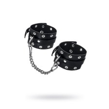 Single -layer shackles with Pecado BDSM eyelets, genuine leather, black