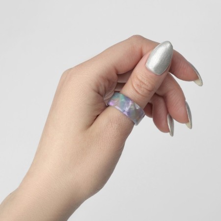 Ring set 2 pieces of acrylic "Duos", color gray-violet, size 17-17.5-2