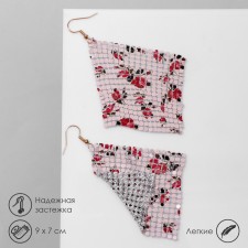 Hanging “rhombus” chain mail, rose flowers, red-pink color, 9 cm