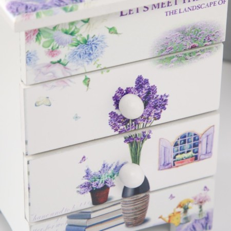 Casket Wood 3 box "Vase with lavender" 6.5x9x12 cm-1