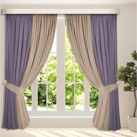 Set of curtains "Canvas", size 200x270 cm, 2 pcs, color purple beige