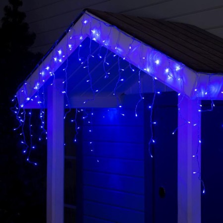 Garland "fringe" 3 × 0.6 m, IP44, UMS, transparent thread, 160 LED, blue glow, 220 V