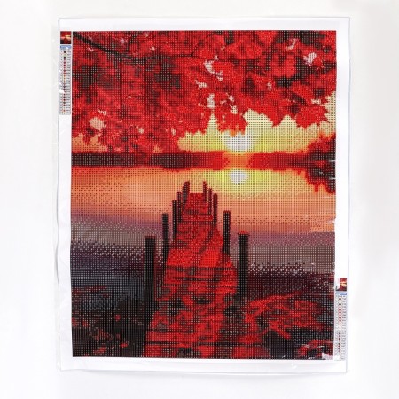 Diamond mosaic with full filling on the canvas "Sunset", 40 x 50 cm-1