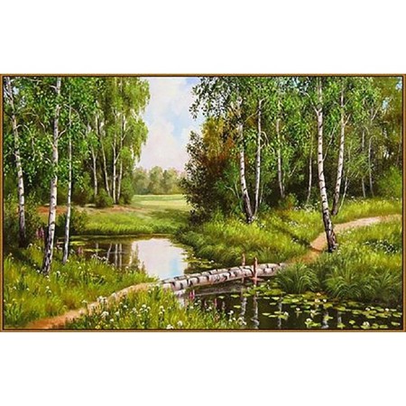 Diamond mosaic "Birch bridge", 37 colors