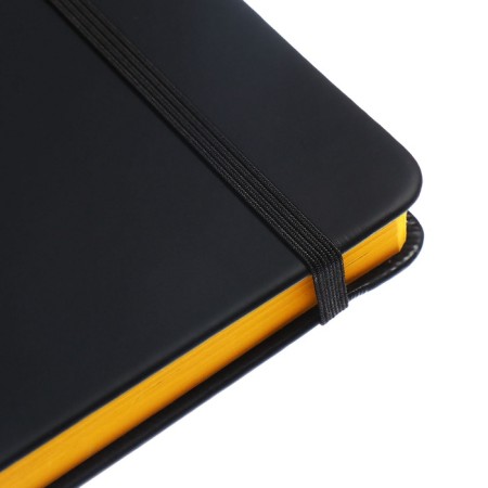 Leduced Diary A5, 140l, Cage, leatherette, elastic band, yellow cut, black-5