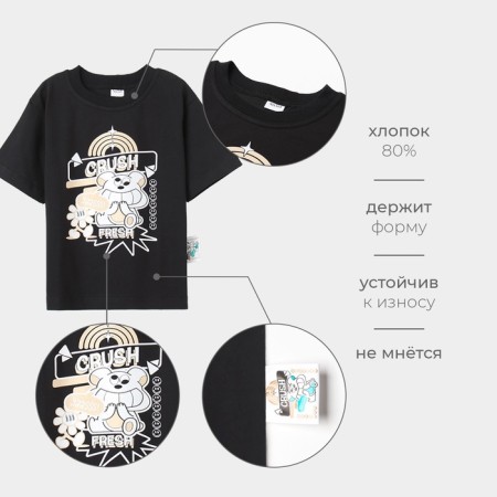 Children's Minaku T -shirt, black color, height 140 cm-12