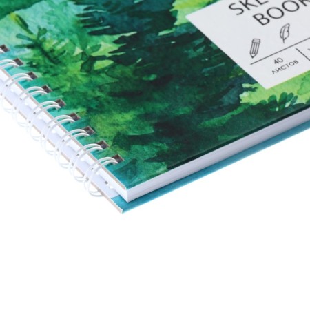 Sketchbook, square 195 x 195 mm, 40 sheets, on the comb "watercolor landscape", solid cover, matte lamination, offset block 140 g/m2-2