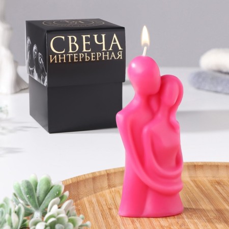 Figure candle in a gift box "Lovers", 12 cm, pink