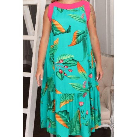 Sarafan female, size 52, turquoise color-11
