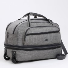 Road bag on wheels, a lightning department, with an increase, an outer pocket, the color is gray