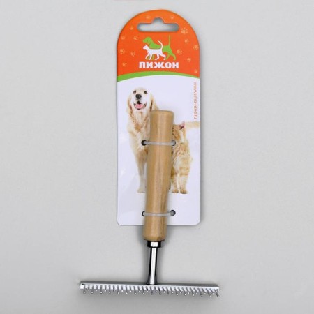 Wood comb-comb with teeth of different lengths, wooden handle, 12.5 x 9.5 cm-4