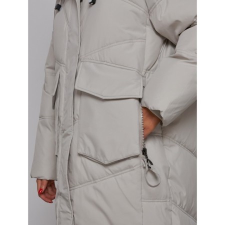 Coat insulated winter female, size 50, light-gray color-11