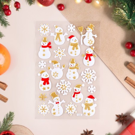 Stickers on the windows "New Year" snowmen, 25 x 14 cm