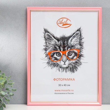 Photo frame plastic 30x40 cm, pink with gold (plastic screen)