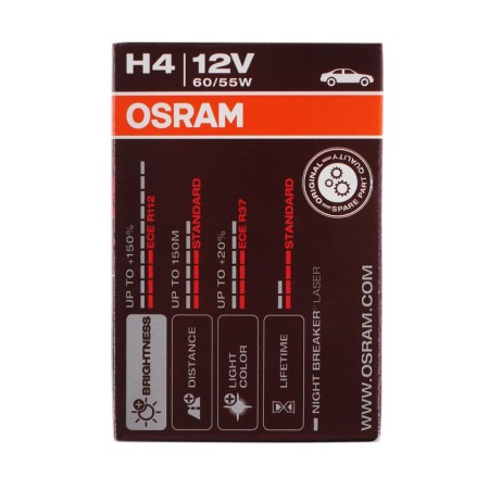 Car lamp Osram Night Laser H4 P43T, 12 V, 60/55 W,+150%, 4050K, 64193NLL-5