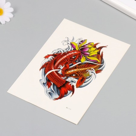 Tattoo on the body color "Red carps" 26.1x14.6 cm-2