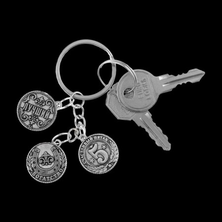 Key keychain, metallic, amulet of "luck" 9 x 2.5 cm-3
