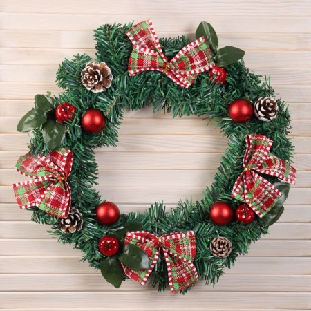 New Year's wreath D-40 cm "Bright fairy tale" Bow bows.