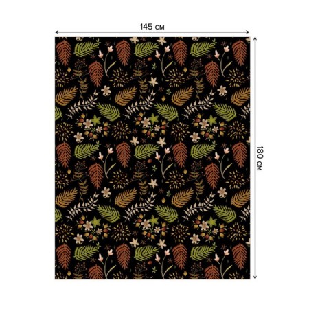 Tables on the table “Leaves on a dark background”, rectangular, oxford, size 145x180 cm-1