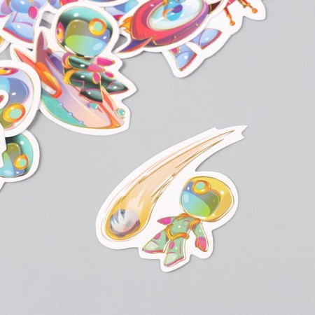 Stickers for creativity "Adventures of astronauts" embossing silver set 48 pcs 9x7x0.8 cm-2