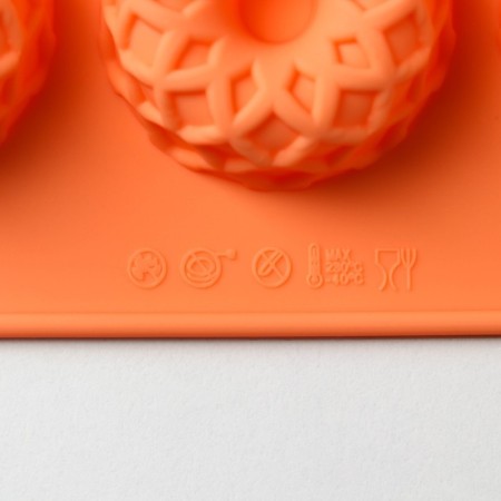The form for baking the share "German cupcake. Openwork ", silicone, 12 cells, 28 × 16 × 1.5 cm, orange color-3