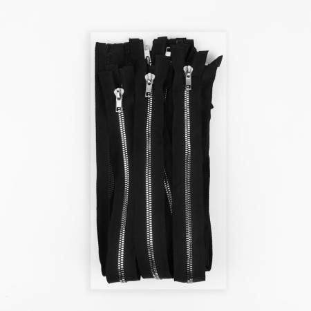 Lightning "Tractor", No. 5, connective, decorative link "Akuli tooth", castle machine, 50 cm, black/silver color, price for 1 piece-2