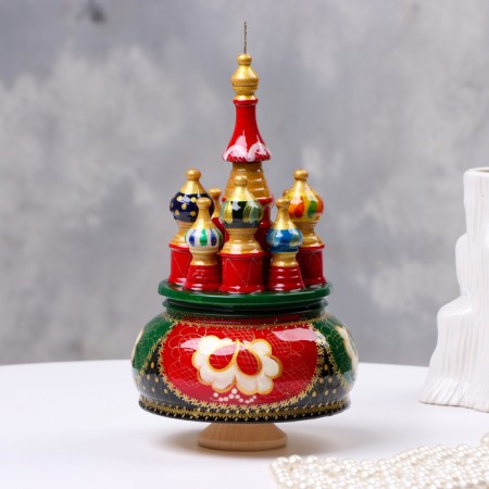 Musical souvenir "Temple" No. 2, red-green, manual painting, 112x22 cm-1