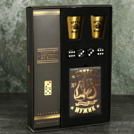 Gift set "Cool man": cards, dominoes, piles 2 pcs x 30 ml, playing bones 4 pcs-3