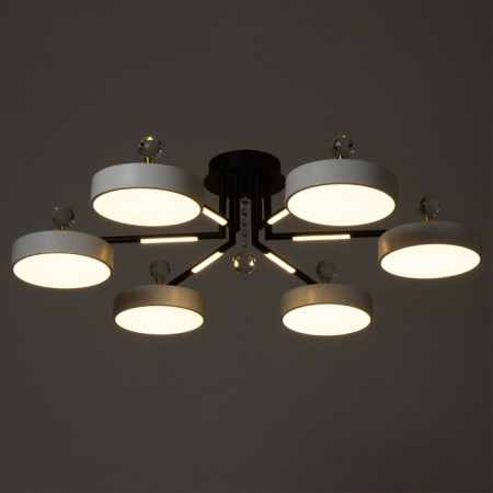 Люстра "Велтос" 6хLED 156Вт 3000-6000К черно-белый 83х83х21 см BayerLux-3