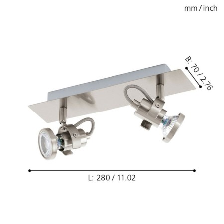 TUKON 3, 2x3.3W GU10, 3000K, 480LM, Nickel color-1