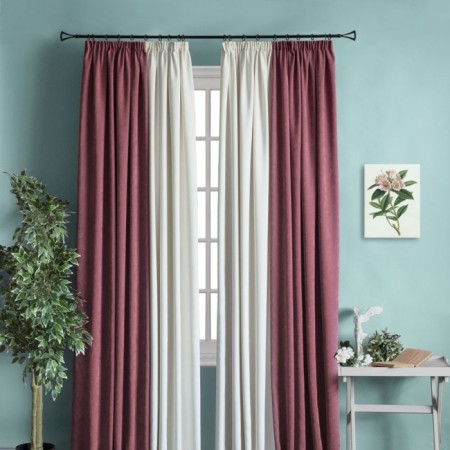 Kerty curtain set, 2x200x270 cm size, white/pink color