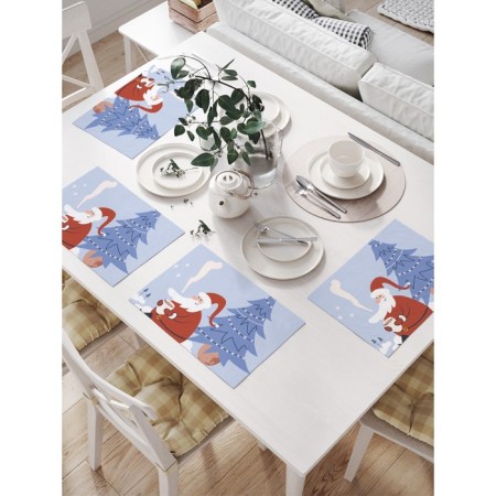 A set of napkins for setting the table "Santa Claus under the Christmas tree", rectangular, size 32x46 cm, 4 pcs